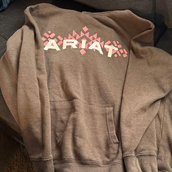 Ariat Tops - Ariat Chocolate Hoodie with Pink Geometric Design